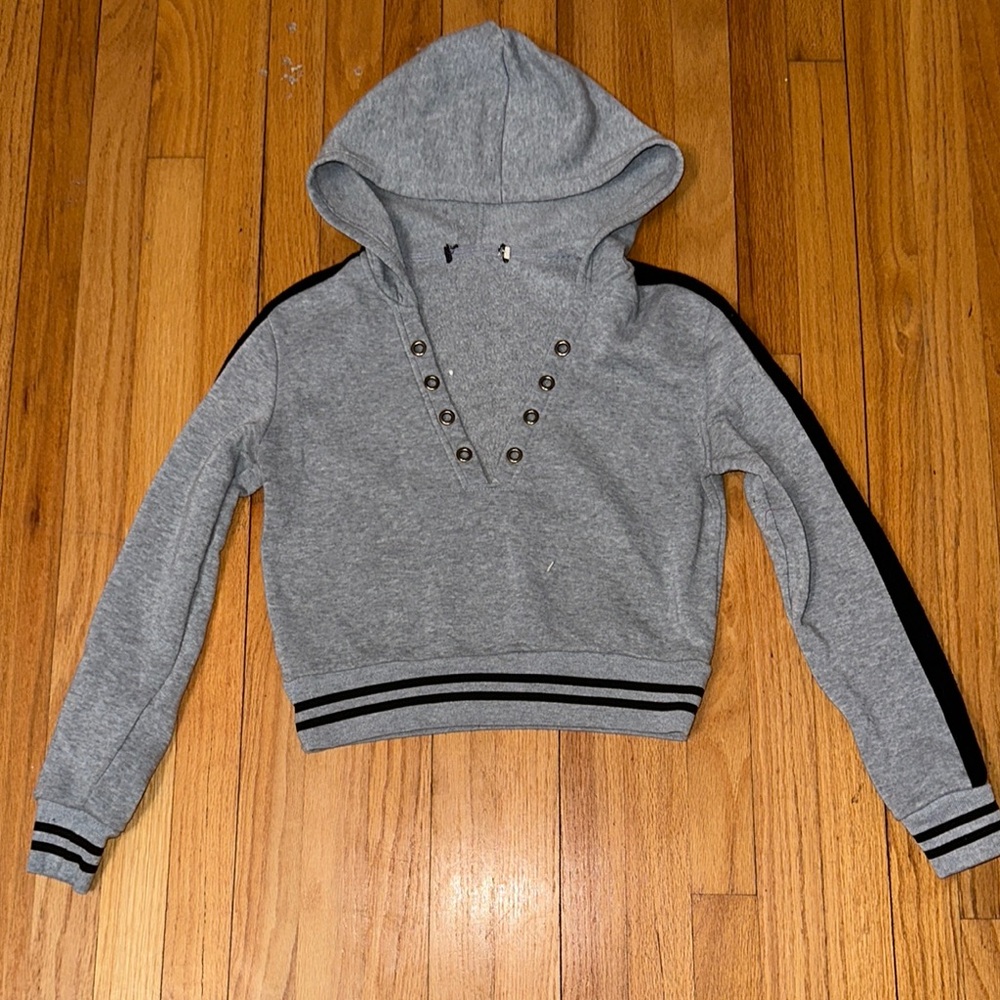 Gray Hooded Women's Top